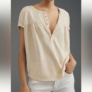 Pilcro Cream Short-Sleeve Blouse